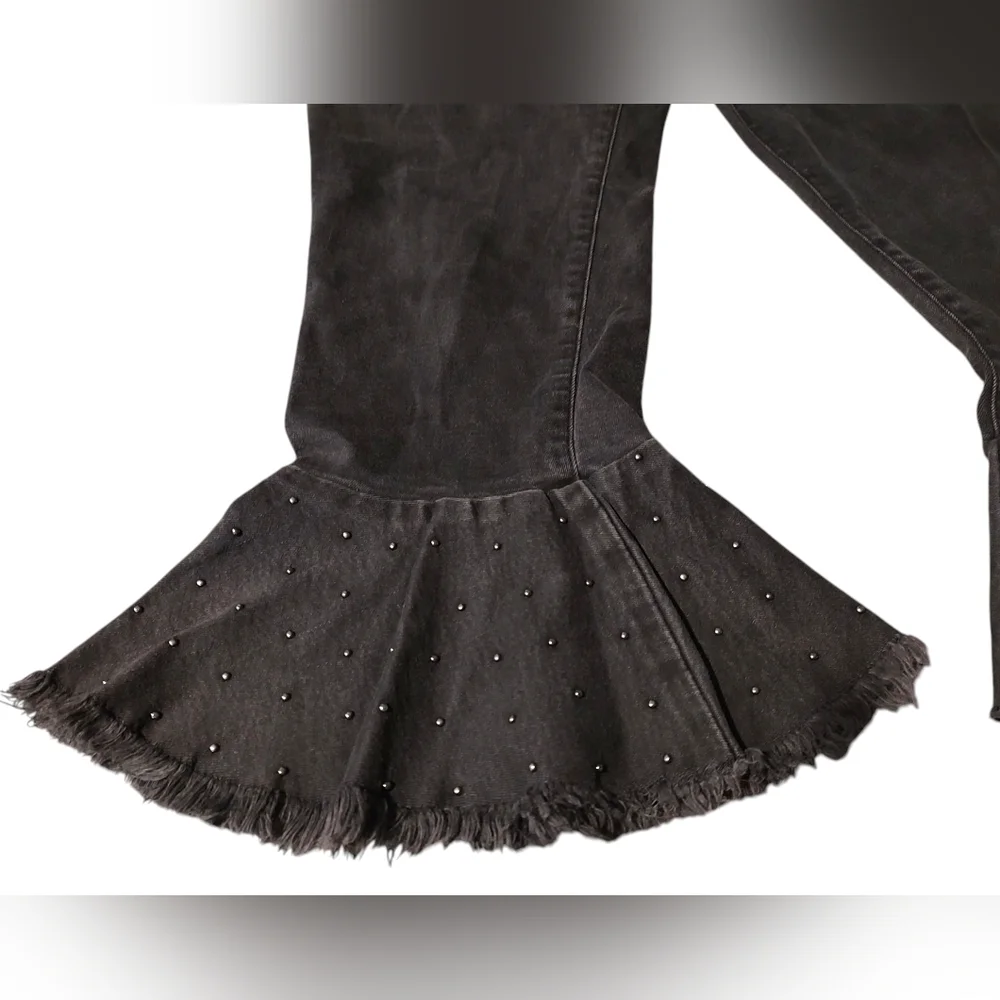 ANTHROPOLOGIE X Pilcro and the Letterpress Embellished High-Rise Black Jeans 31 - Picture 4 of 9